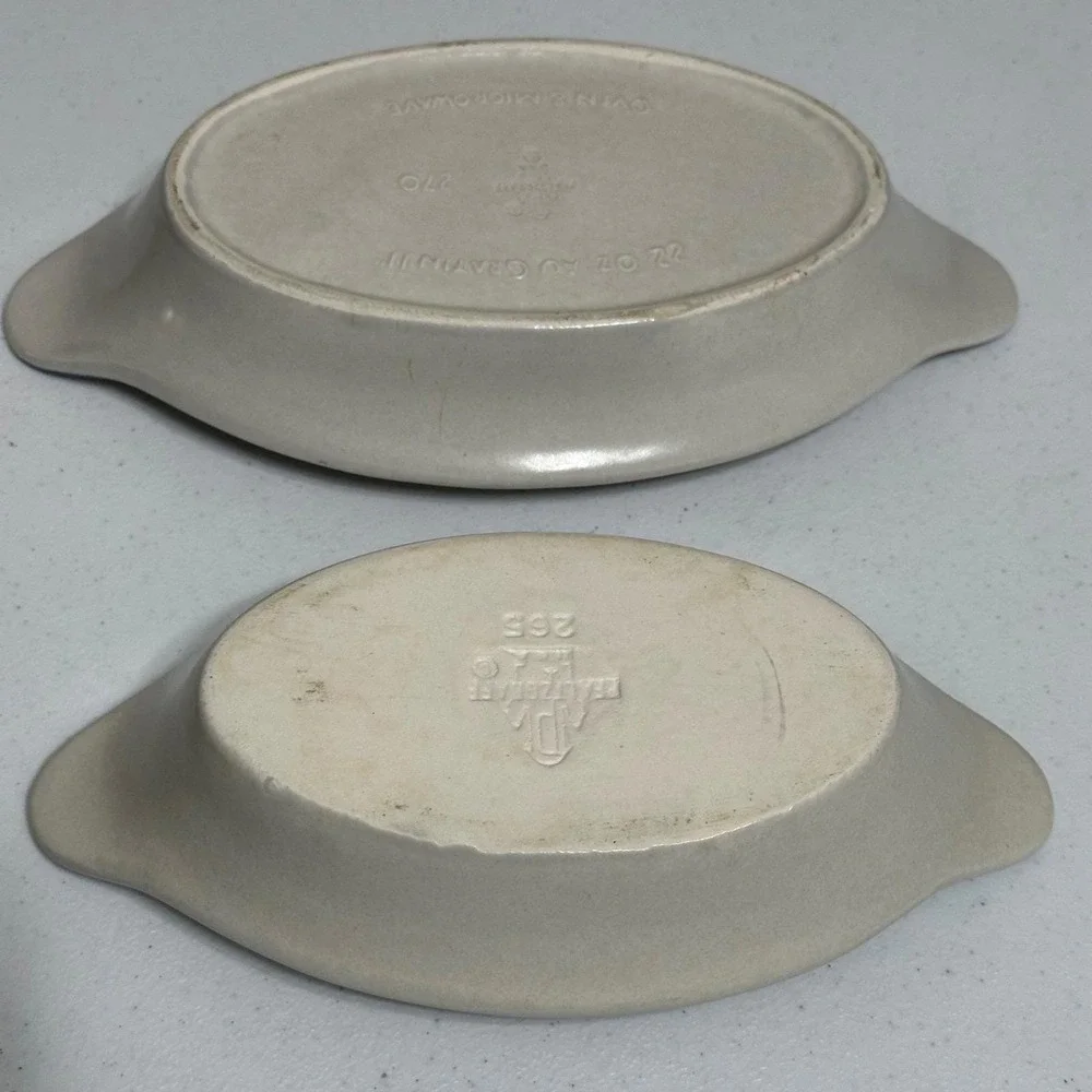 Pfaltzgraff Yorktowne VTG USA Au Gratin Baking Dishes Blue Floral Stoneware 2‎